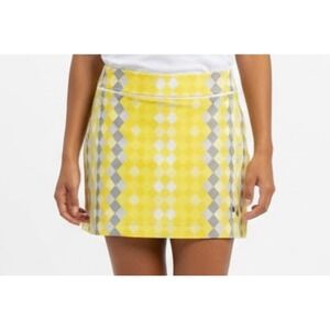 EP Sport Women's Lemon Yellow Diamond Print Golf Tennis Pickleball Skirt Size 10